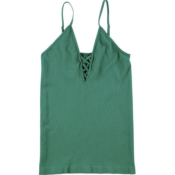Free People Intimates Ribbed V-Neck Strappy Tank In Green - Picture 1 of 1